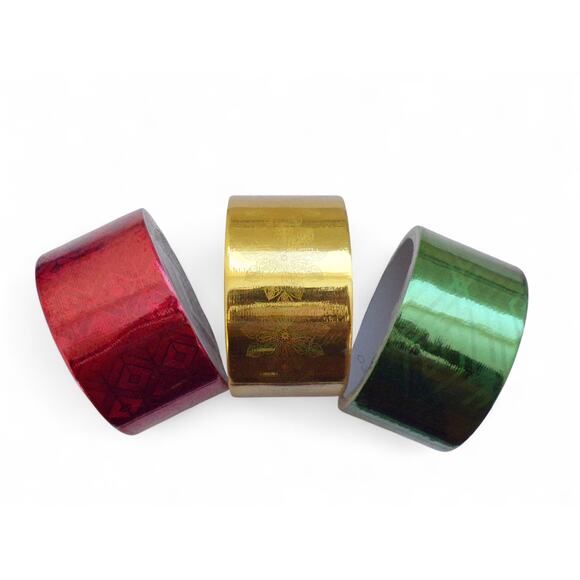 Craft Glitter Metallic Decorative Duct Tape Lot #2 Red Green Gold Holiday - Picture 1 of 2